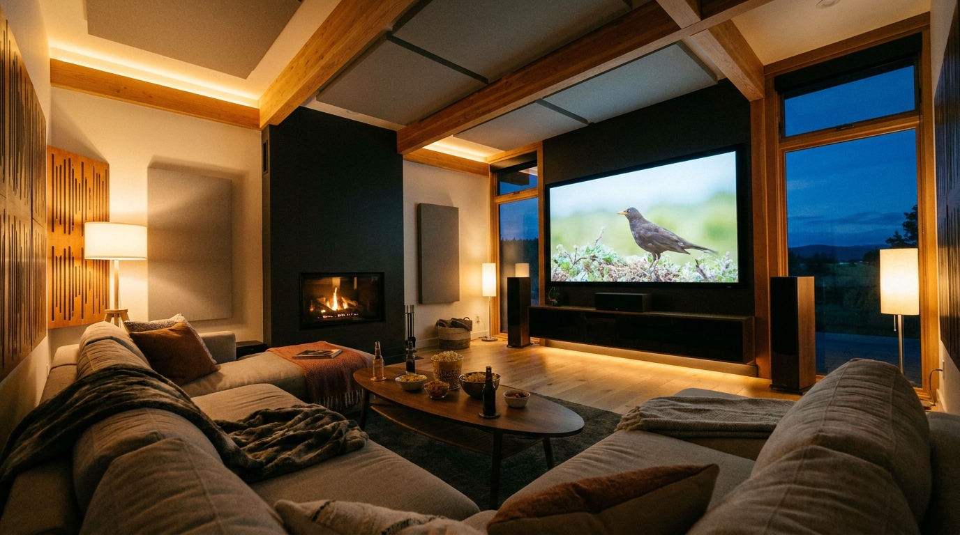 บรรยากาศห้องนั่งเล่นสำหรับการดูหนัง Netflix ในคืนที่มีเวลาน้อย